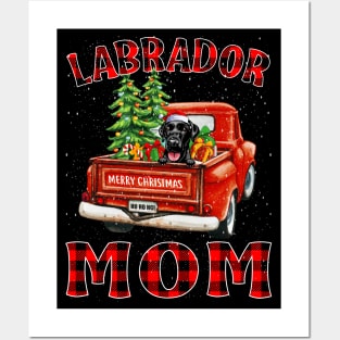 Christmas Labrador Mom Santa Hat Truck Tree Plaid Dog Mom Christmas Posters and Art